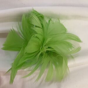 Petite Lime Green  Feather Fascinator Hair Clip, brooch pin. Hat clip